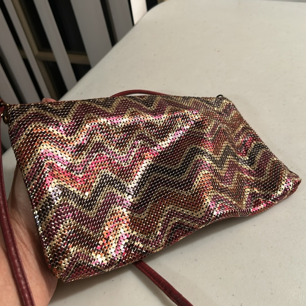 Whiting & Davis Mesh Chevron Design Handbag Purse - image 4